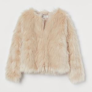 Faux Fur Short Coat H&M Size L Light Beige (never worn)